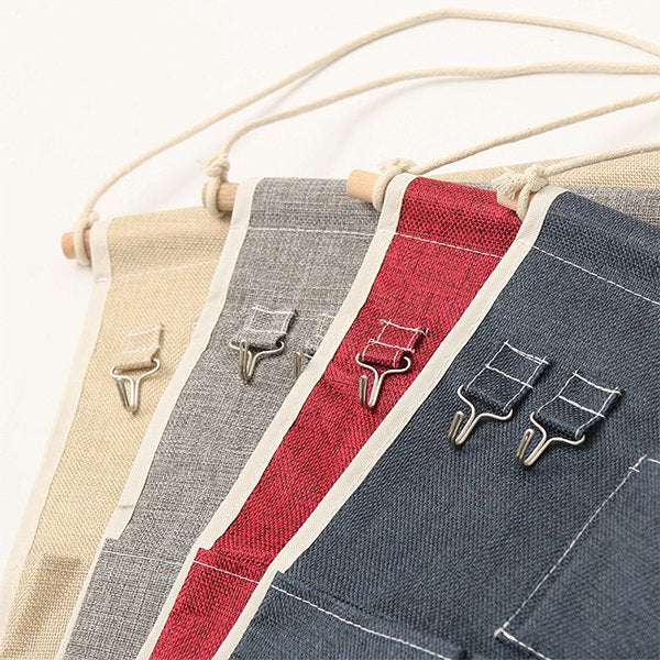 棉麻7口袋壁掛收納袋