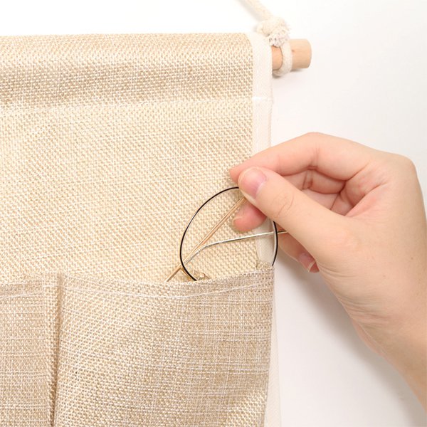 棉麻7口袋壁掛收納袋