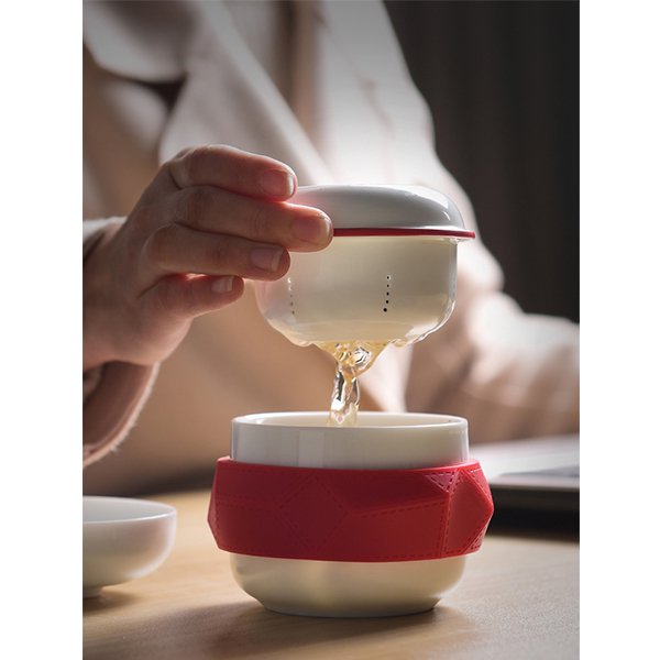 220ml便攜式陶瓷茶具組-附濾茶器