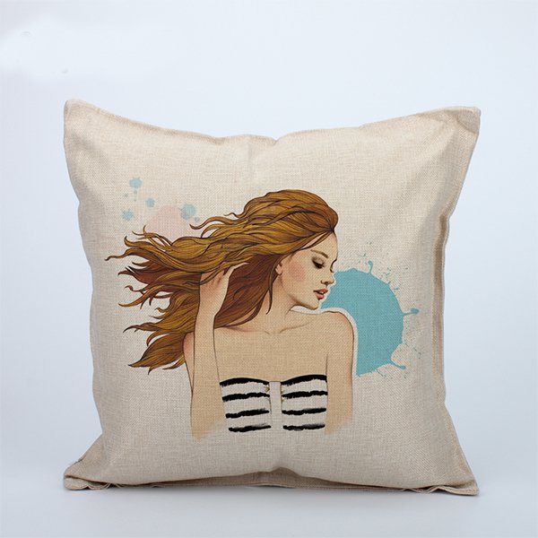 棉麻熱轉印抱枕-雙面彩印