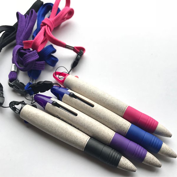 附掛繩小麥材質廣告筆