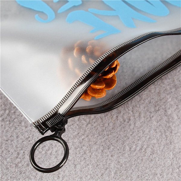 PVC磨砂夾鍊袋-26x14cm-黑色圓圈拉頭