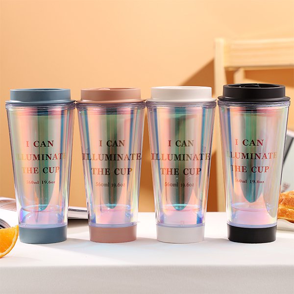 LED發光雙層塑膠隨身杯