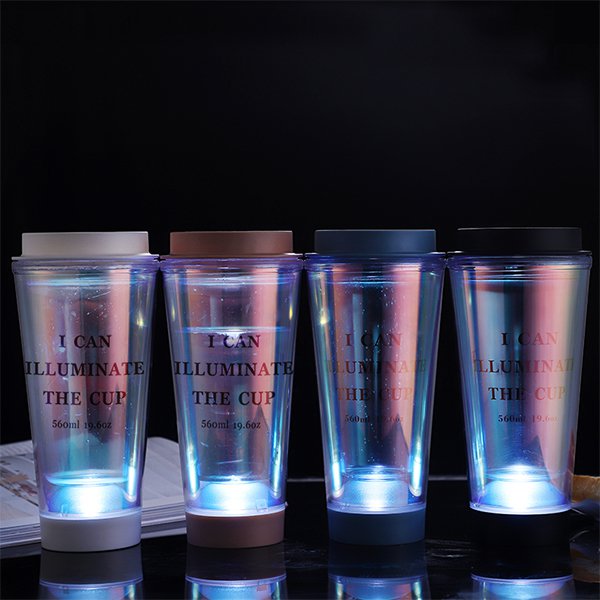 LED發光雙層塑膠隨身杯