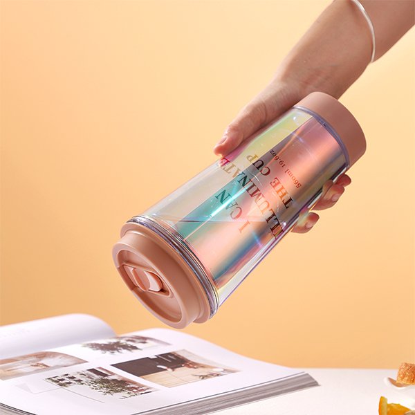 LED發光雙層塑膠隨身杯