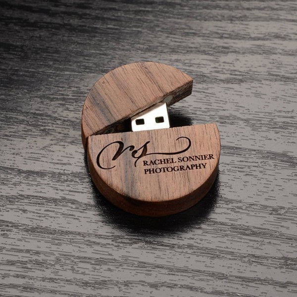 圓形造型木製隨身碟