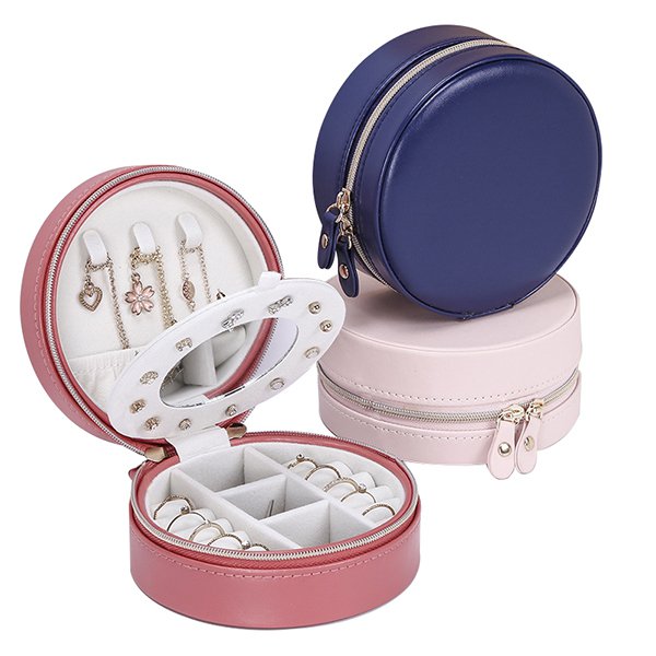 雙層飾品盒-圓形PU首飾盒