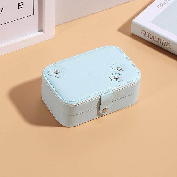 雙層飾品盒-方形小花PU首飾盒