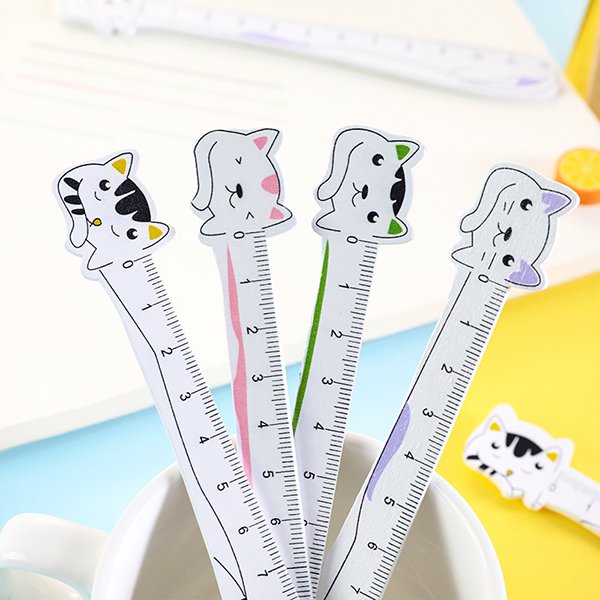 12cm木製可愛貓咪造型直尺