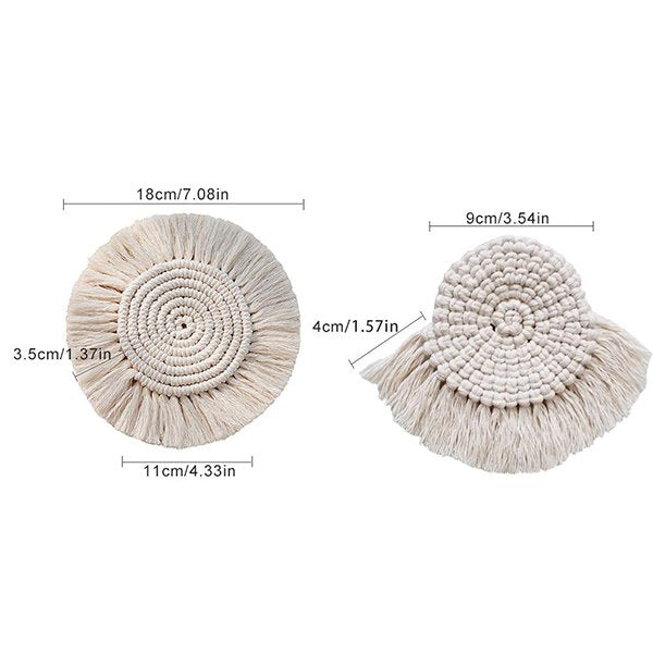 北歐風手工編織流蘇杯垫