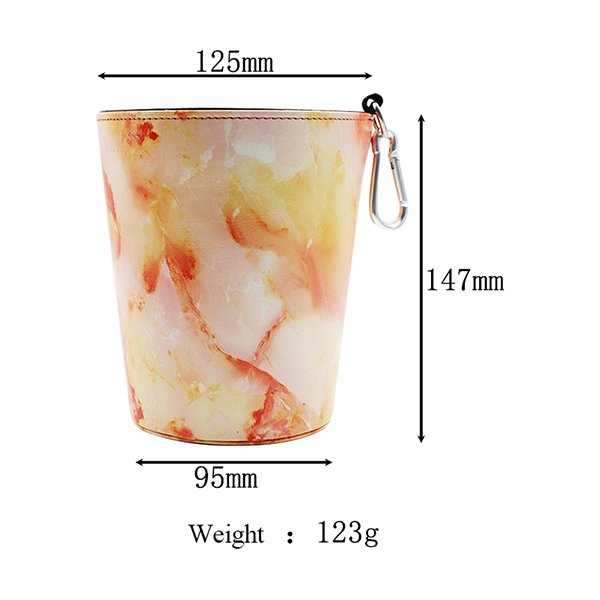 大理石皮革車用垃圾桶-附登山扣