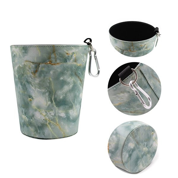 大理石皮革車用垃圾桶-附登山扣