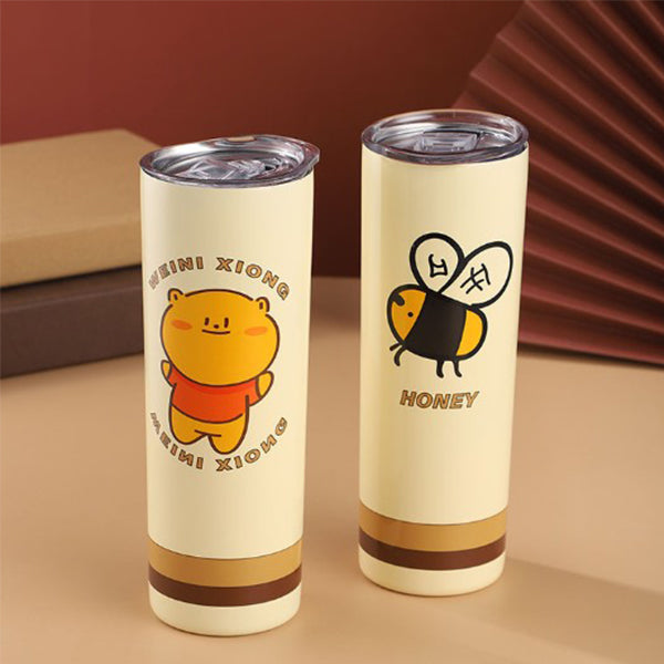 茶色咖啡吸管不鏽鋼保溫杯