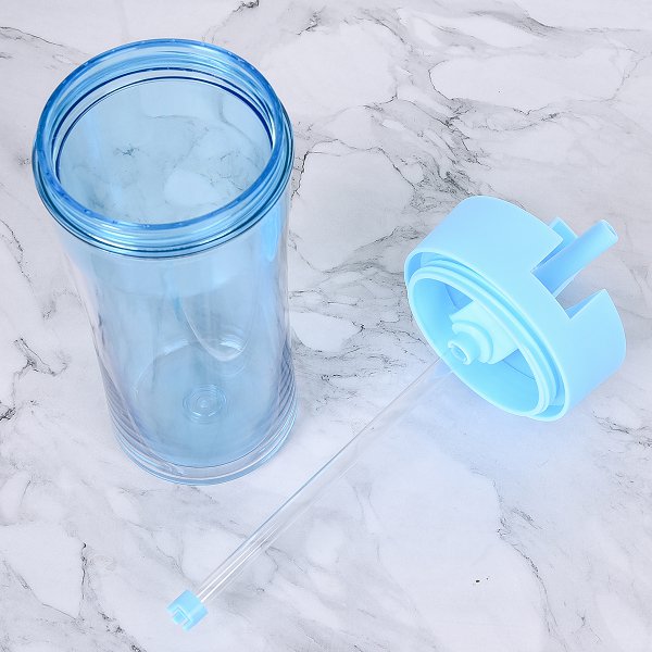 550ml雙層塑膠吸管杯