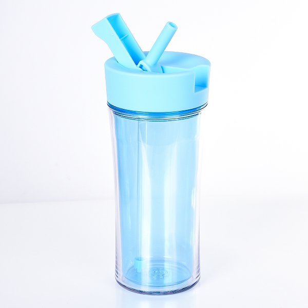 550ml雙層塑膠吸管杯