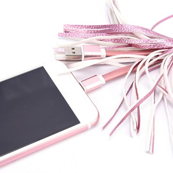 流蘇USB傳輸線-皮革鑰匙圈充電線