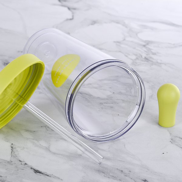 420ml雙層防漏塑膠吸管杯