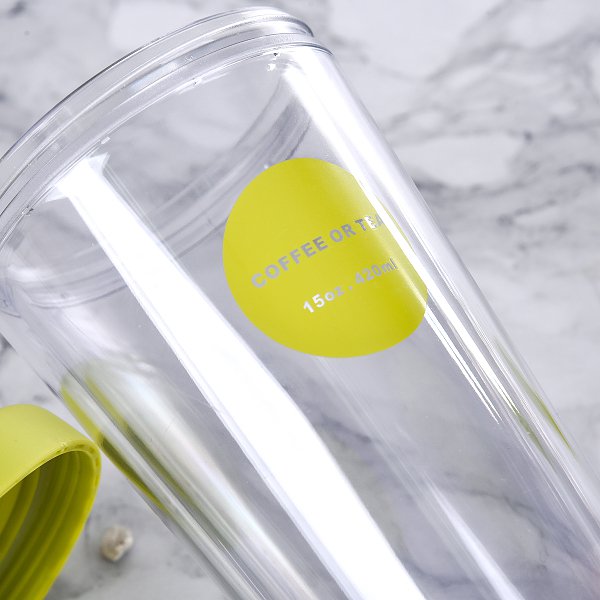 420ml雙層防漏塑膠吸管杯