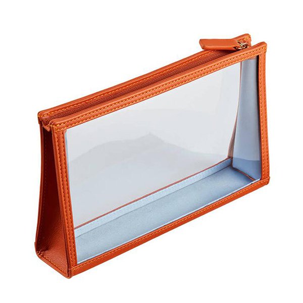 PU皮革透明手拿化妝包