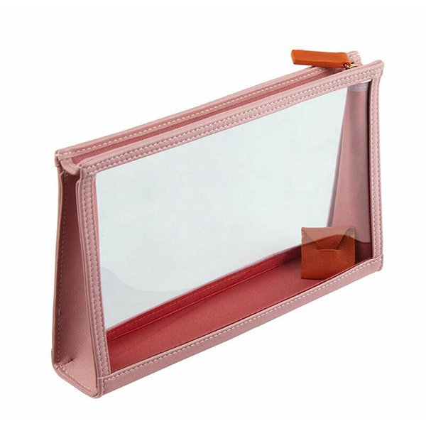 PU皮革透明手拿化妝包