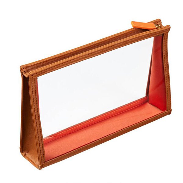 PU皮革透明手拿化妝包