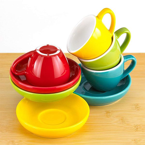 80ml彩色陶瓷咖啡杯+深碟組