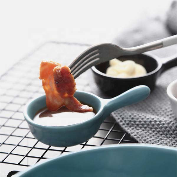 陶瓷彩色手把調味料碟子