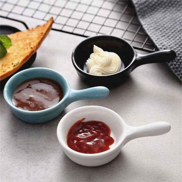 陶瓷彩色手把調味料碟子