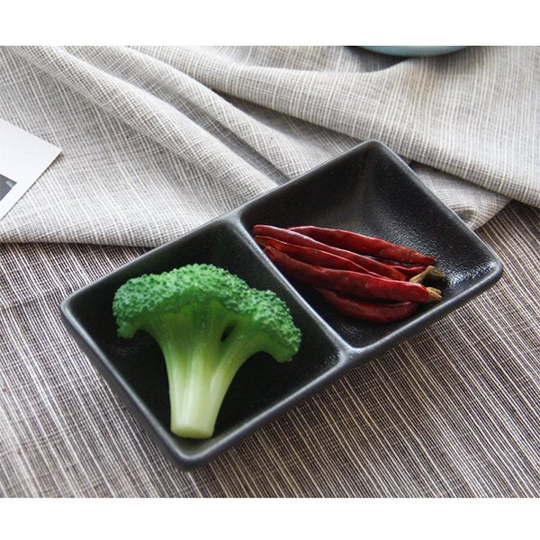 陶瓷雙格分隔調味料碟子