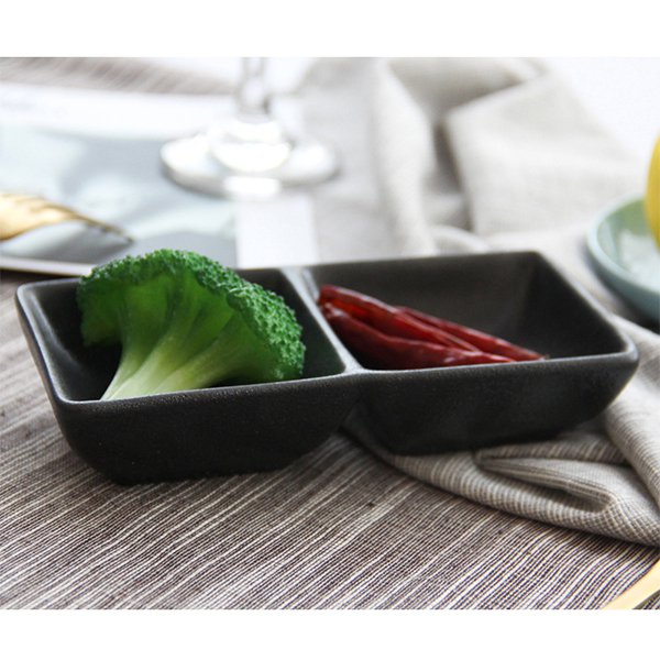 陶瓷雙格分隔調味料碟子