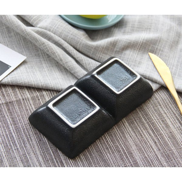 陶瓷雙格分隔調味料碟子