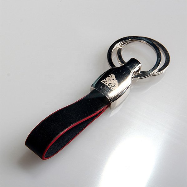 雙色皮革金屬環鑰匙圈
