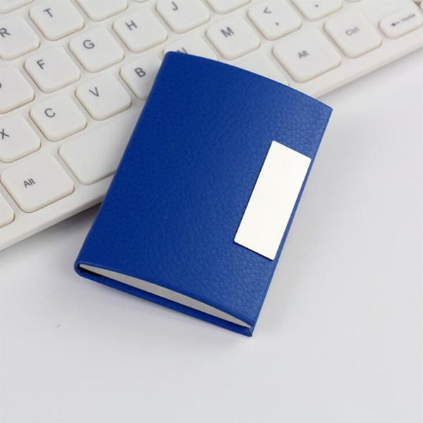 弧形不銹鋼+PU皮革名片盒