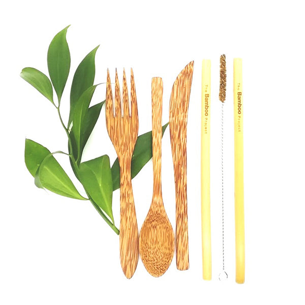 天然椰子木環保吸管餐具組