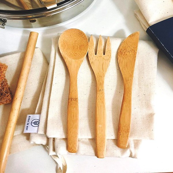 天然椰子木環保吸管餐具組