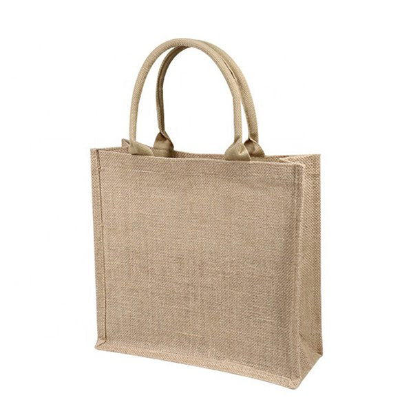 黃麻布拼接透明PVC購物袋