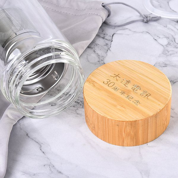 竹蓋雙層玻璃瓶350ml