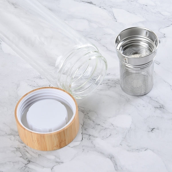 竹蓋雙層玻璃瓶350ml