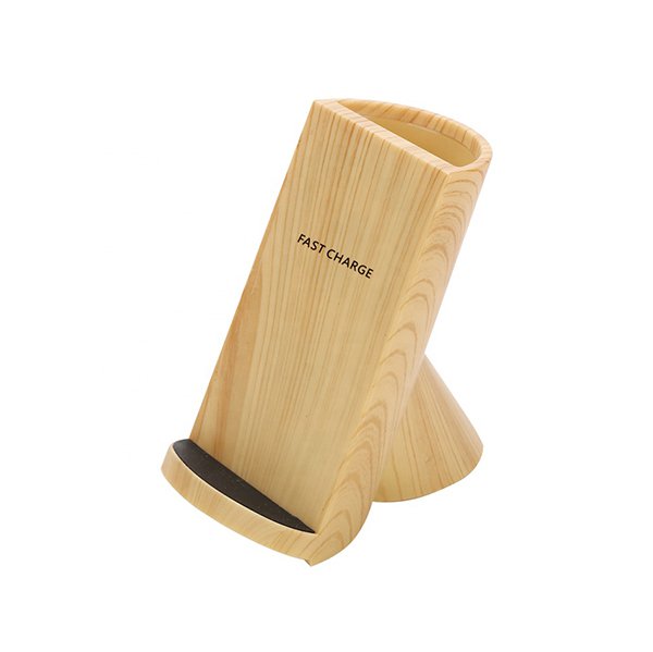仿木立式手機無線充電器