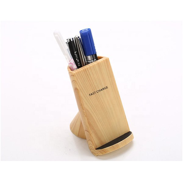 仿木立式手機無線充電器