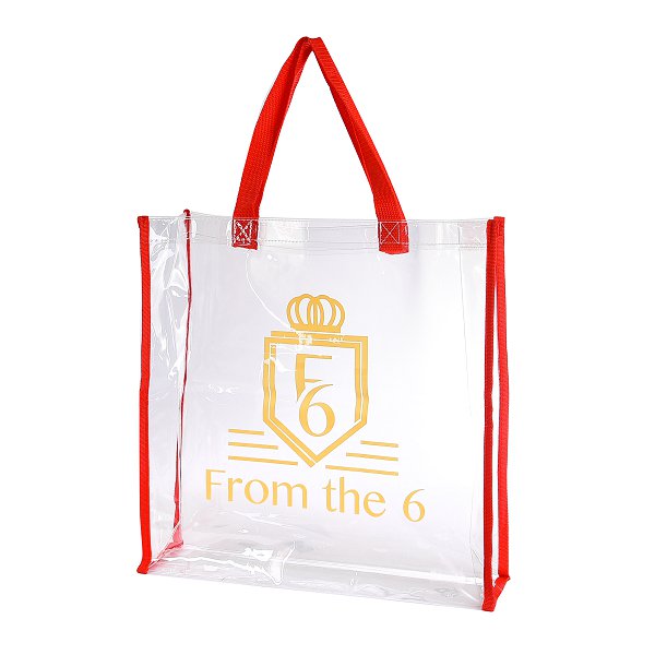 簡約尼龍提把PVC透明手提袋