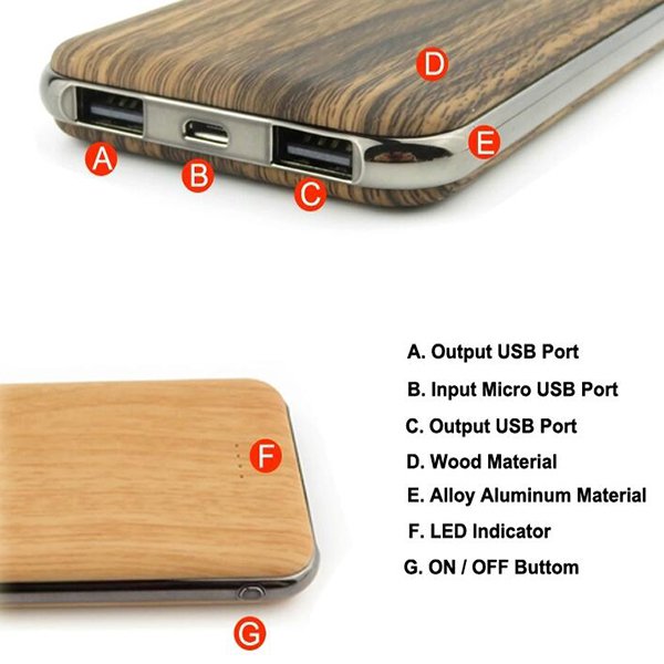 10000mah-木製行動電源