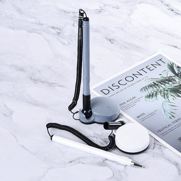 圓形底座彈簧塑膠櫃檯筆