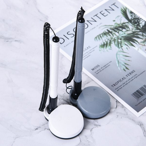 圓形底座彈簧塑膠櫃檯筆