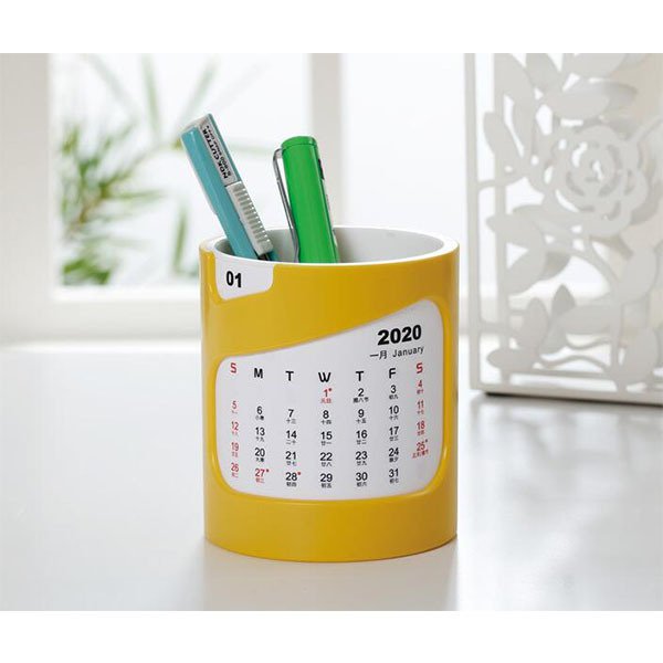 簡約圓柱筆筒桌曆