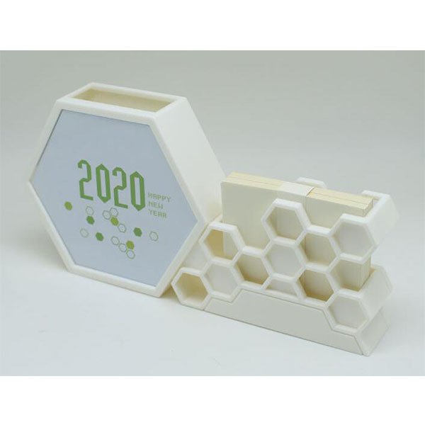 六角形蜂巢筆筒桌曆