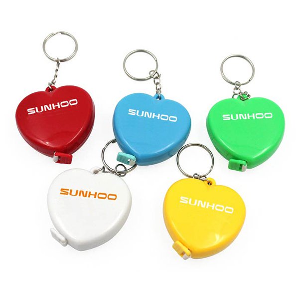 塑料愛心捲尺-造型鑰匙圈