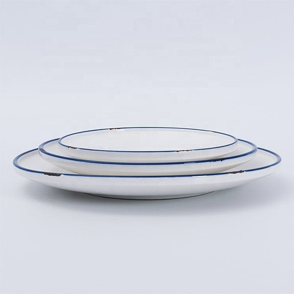 7寸藍邊陶瓷盤