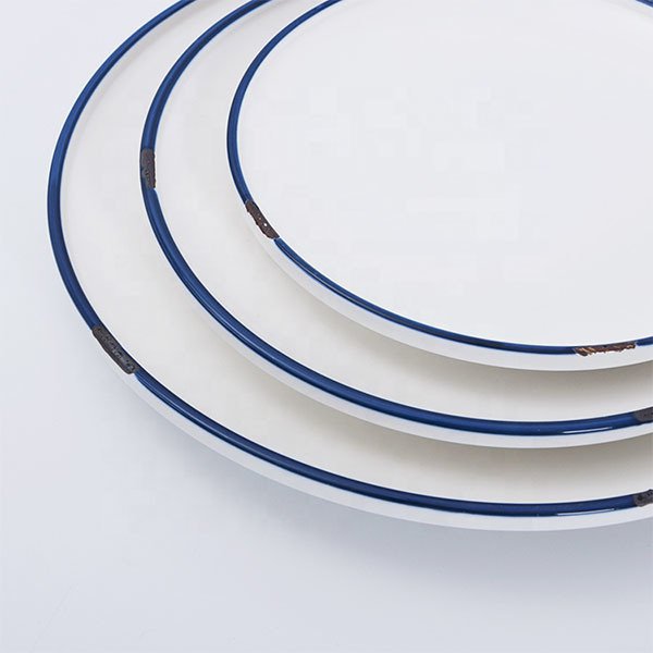 7寸藍邊陶瓷盤