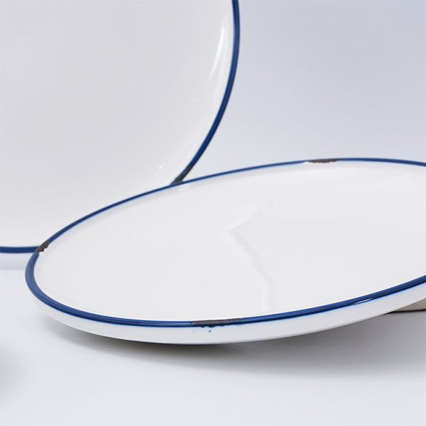 7寸藍邊陶瓷盤